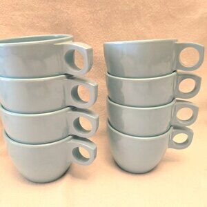 Watertown Monterey Melmac Coffee/Tea Cups. Blue Turquoise. Set Of 8.